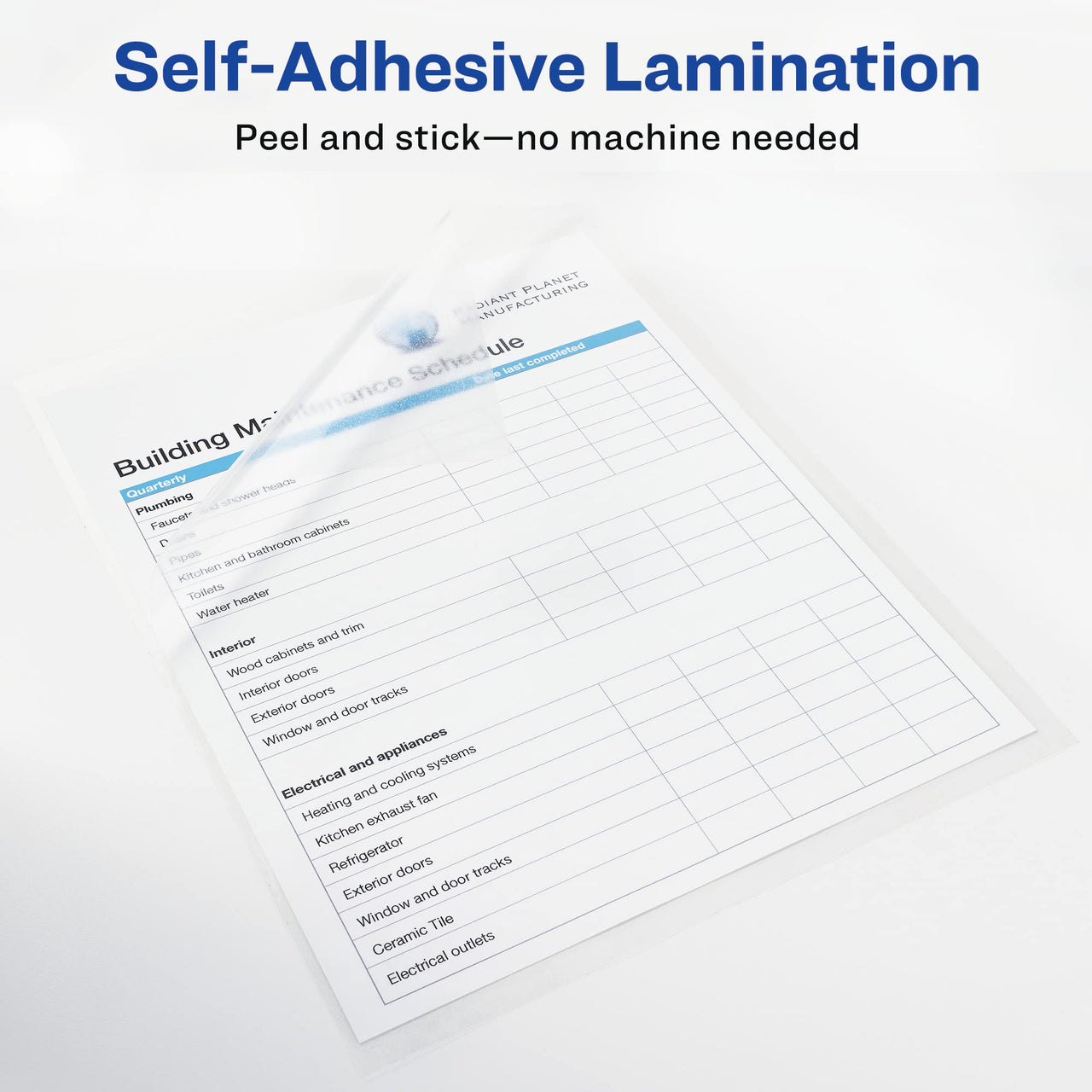 Avery Clear Laminating Sheets, 9" x 12", Permanent Self-Adhesive, 2 Sheets (73602) Regular