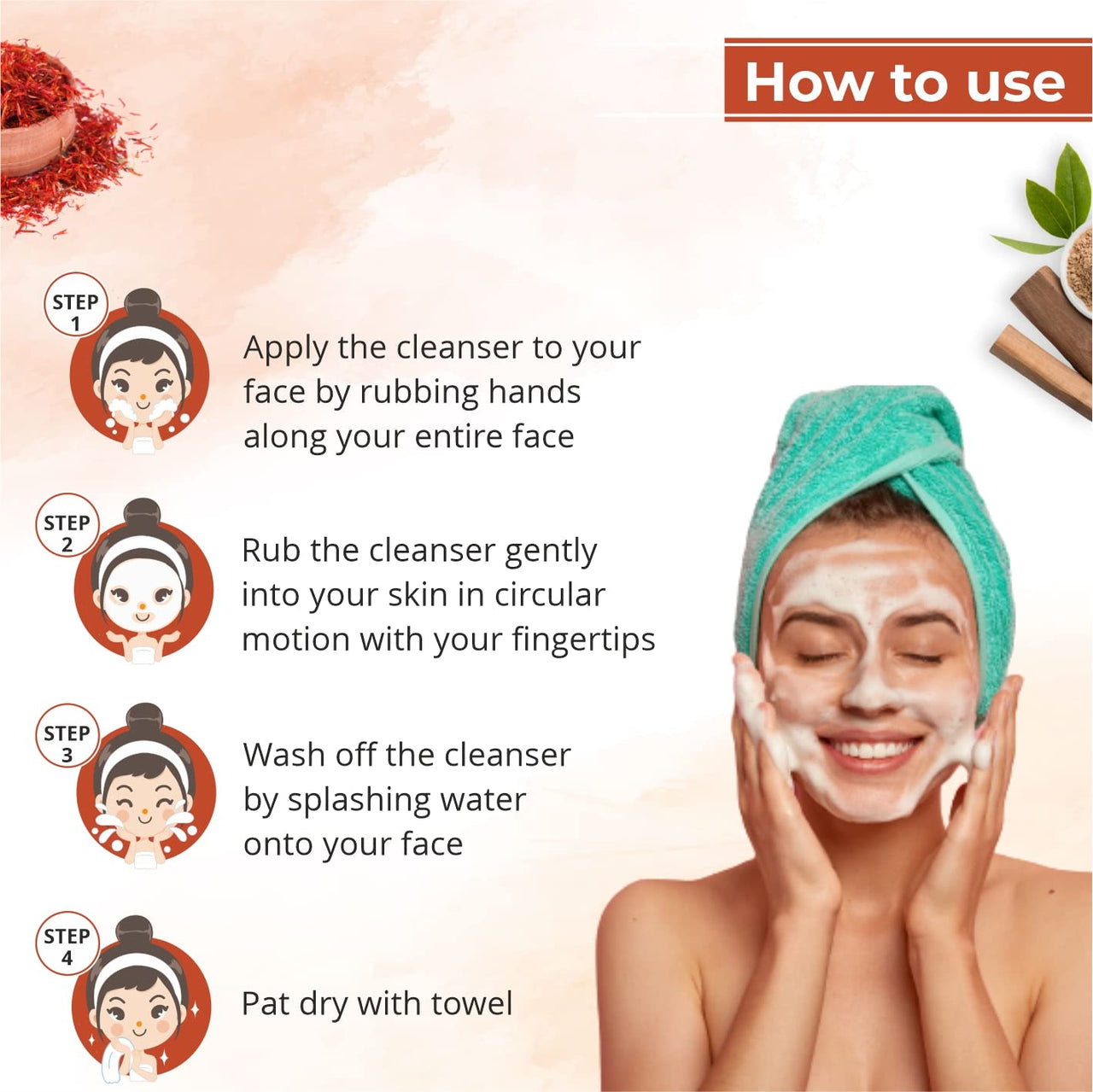 Globus Naturals Kesar Chandan Skin Lightening & Tan Removal Face wash, For Natural Glow & Spotless Skin, Suitable For All Skin Types, 75 ml (Pack of 2)