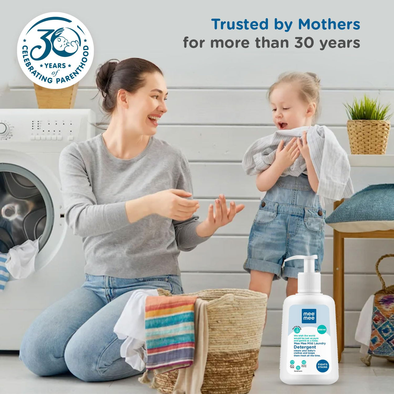 Mee Mee Baby Liquid Detergent 500 ml | Ph balanced, Free from Harsh Chemicals, Safe for mother's hands & baby's skin | Anti-Bacterial, Removes Stains & Odor with One Drop, Hypoallergenic