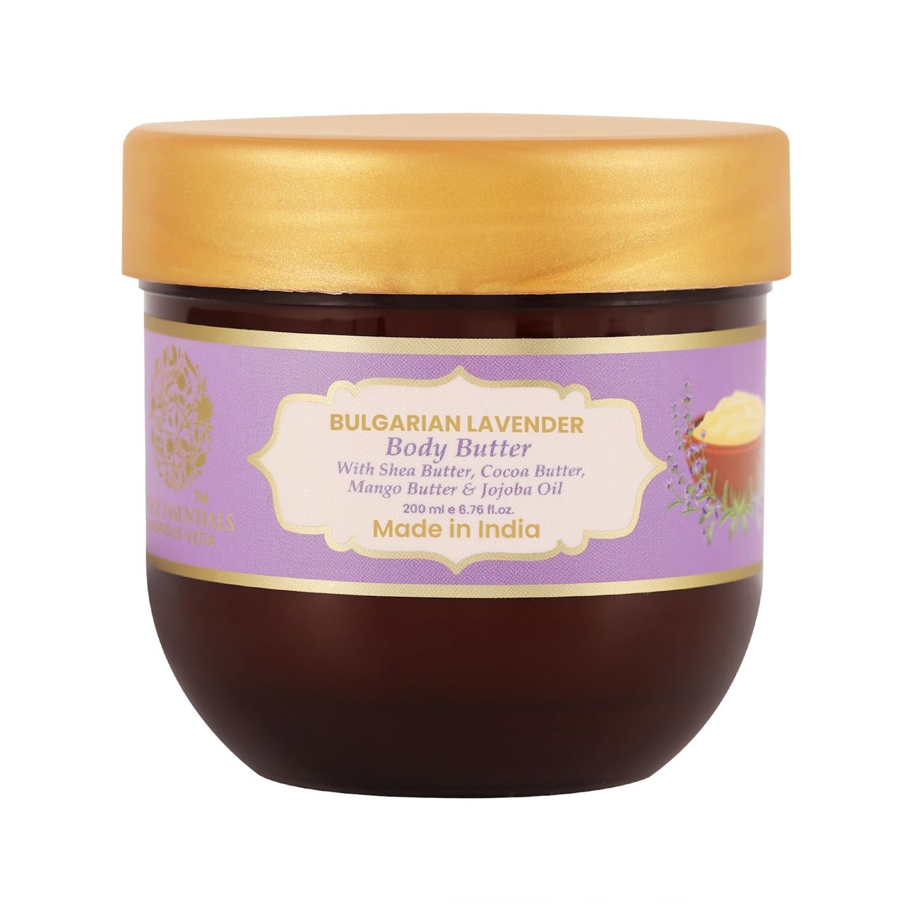 RYLLZ ESSENTIALS Bulgarian Lavender Body Butter With Shea, Cocoa & Mango Butter, Niacinamide & Jojoba Oil | For 48Hrs Moisturisation, Stretch Marks, Dry/Itchy Skin & Uneven Skin Tone | 200 Ml