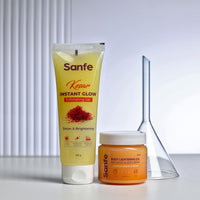 Sanfe Kesar Instant Glow Exfoliating Gel | Visibly removes tan & brighten skin | AHA Exfoliation in Minutes | Smooth & Bright Skin | 100g