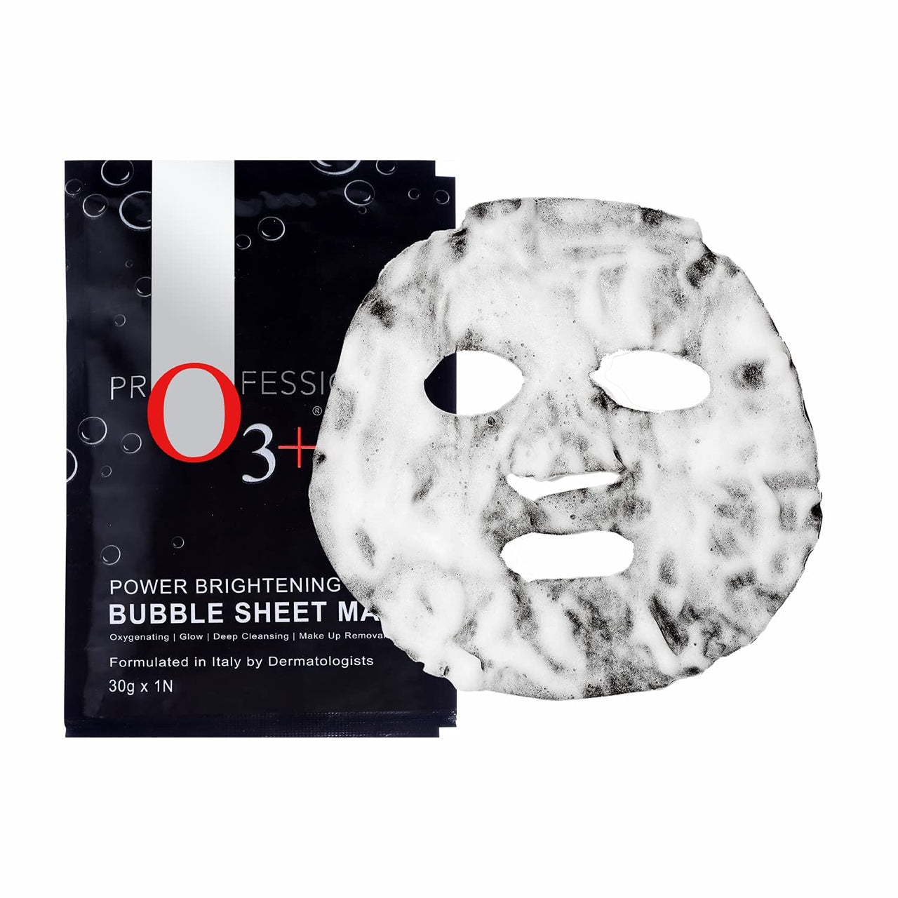 O3+ Power Brightening Bubble Sheet Mask for Deep cleansing and glowing skin (30gm & O3+ Facialist Vitamin C Cellulose sheet Mask for pigmentation and uneven skin (30g) Combo