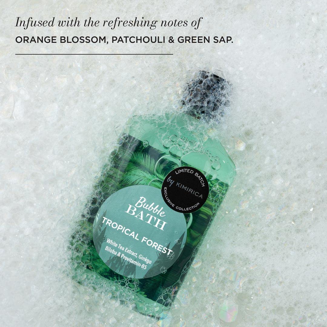 Kimirica Tropical Forest Bubble Bath, 100% Vegan and Paraben Free with Goodness of Ginkgo Biloba & White Tea Extracts, Pro-Vitamin B5, Aloe Vera & Vitamin E | 270 ml