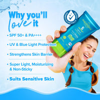 Aqualogica 5 Barrier+ Repair Sunscreen with Avocado & 5 Essential Ceramides | SPF 50 PA++++ | UVA/B & Blue Light Broad Spectrum Protection | Strengthens Skin Barrier | 24 Hr Moisturization | Fragrance Free | 50 g