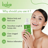BAKE 2% Salicylic Acid & Lactic Acid Body Wash for Body Acne | Prevents Back Acne, Bumpy Skin, Reduces Skin Inflammation & Strawberry Legs | For Women & Men | 250ml