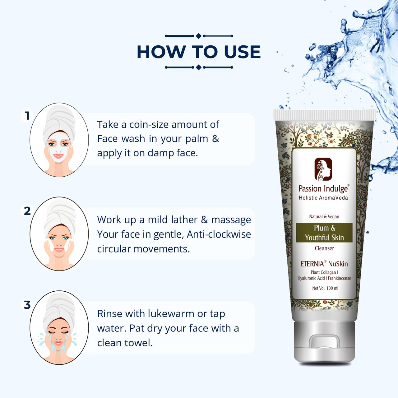 Passion Indulge Anti-ageing Face Cleanser - Eternia Nuskin Face Wash for Fine lines & Wrinkles,For Plum & Youthful Skin-100 ml