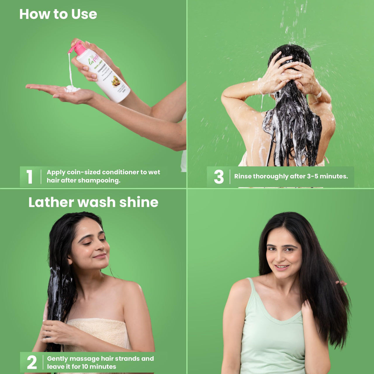 La Pink Olive & Argan Conditioner With Avocado | For Smooth, Shine Frizz-Free Hair | 100% Microplastic Free Formula | All Hair Types | 250Ml,1 Count