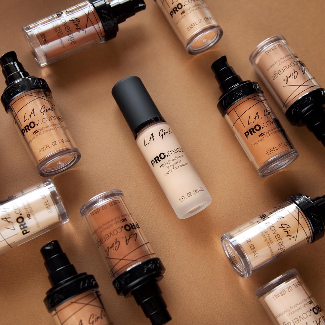 L.A Girl HD Pro Liquid Matte Foundation for Face Makeup - Nude Beige, Matte & Poreless Ultra Blendable Liquid, Full Coverage & Long Lasting Glow, Natural Finish Infallible, Vegan & Cruelty - 28ml