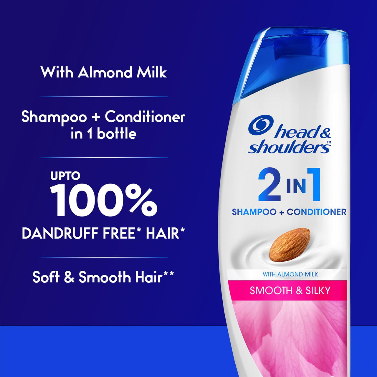 Head & Shoulders 2-in-1 Smooth and Silky Anti Dandruff Shampoo + Conditioner for Women & Men, With Almond Milk (180 ml)