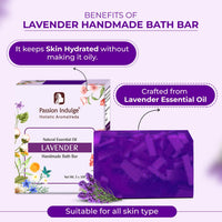 Passion Indulge Lavender Handmade Soap -PACK OF 3 (Each 100 gm), Natural Essential Oil Nourishing Bath Soap | Deep Cleansing | Bath soap for all type skin