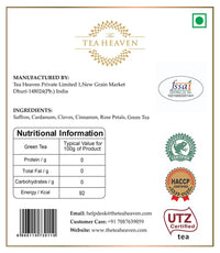 The Tea Heaven Kashmiri Kahwa Detox Green Tea 100 gram|Traditional Saffron Flavor Tea with Cardamom,Rose Petals,Cinnamon & Almonds|Authentic Wellness Blend|Premium Loose Leaf Sweet Kahwa GT-22 gram