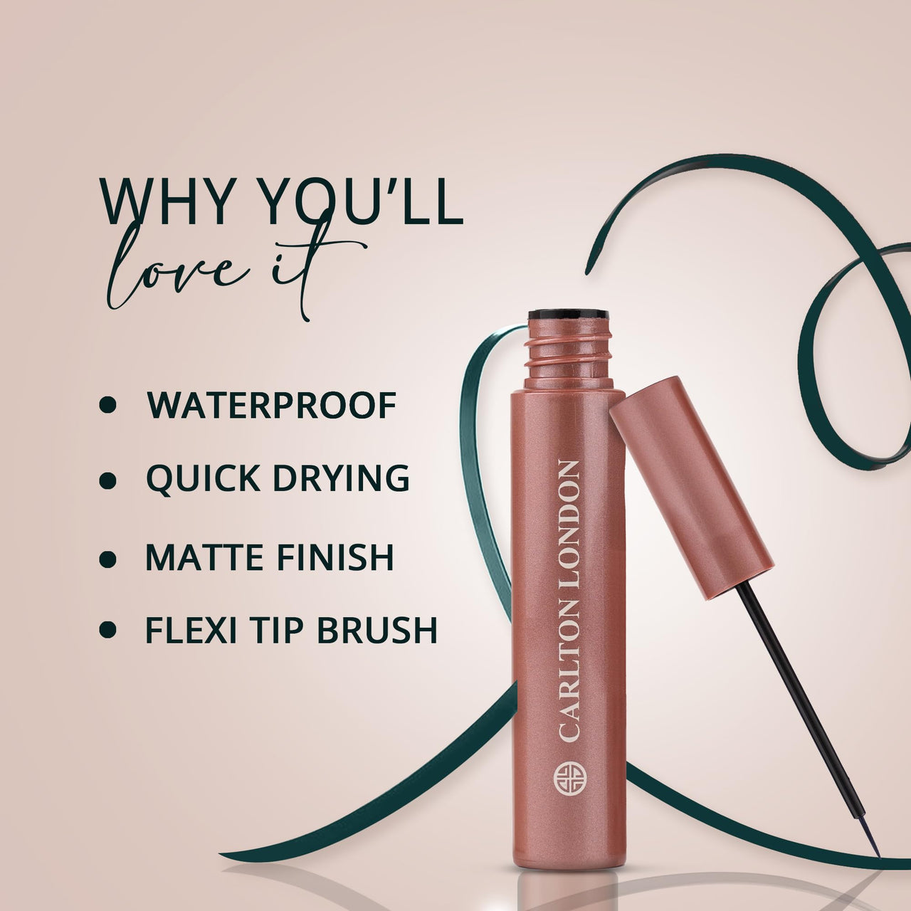 Carlton London Stunnig Black Liquid Eye Liner |Enriched With Vitamin-E |Long Lasting Matte Waterproof Liner, Smudge Proof, Transfer Proof Eye Makeup |Upto 24 Hrs - 5ML(Beetle Wing)
