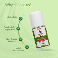 BabyOrgano® Natural Cold Relief Roll On with Organic Eucalyptus Oil for Cold and Cough | Nose Block | Chest Congestion 40ml