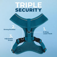 Aerolite No Pull Mesh Dog Harness with Lightweight, Soft, Breathable Chest Coverage, Reflective Stitching, and Adjustable Straps for Walking, Running, Training, Heavy Duty and Durable - Turquoise, M