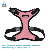Voyager Step-in Lock Dog Harness w Reflective Dog Leash Combo Set with Neoprene Handle 5ft - Supports Small, Medium and Large Breed Puppies/Cats by Best Pet Supplies - Pink/Black Trim, L Harness Leash Set (Pink/Black Trim) L (Chest: 20 - 25