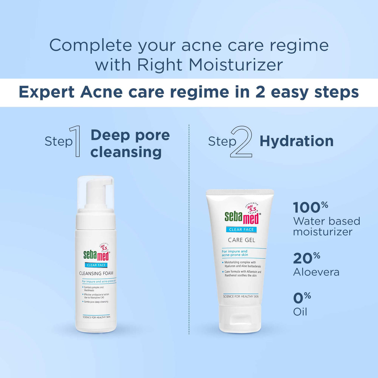 Sebamed Clear Face Cleansing Foam| pH 5.5 | Combats pimples with Montaline C40 | Deep pore cleansing | Dermatologically & clinically tested | 50ml
