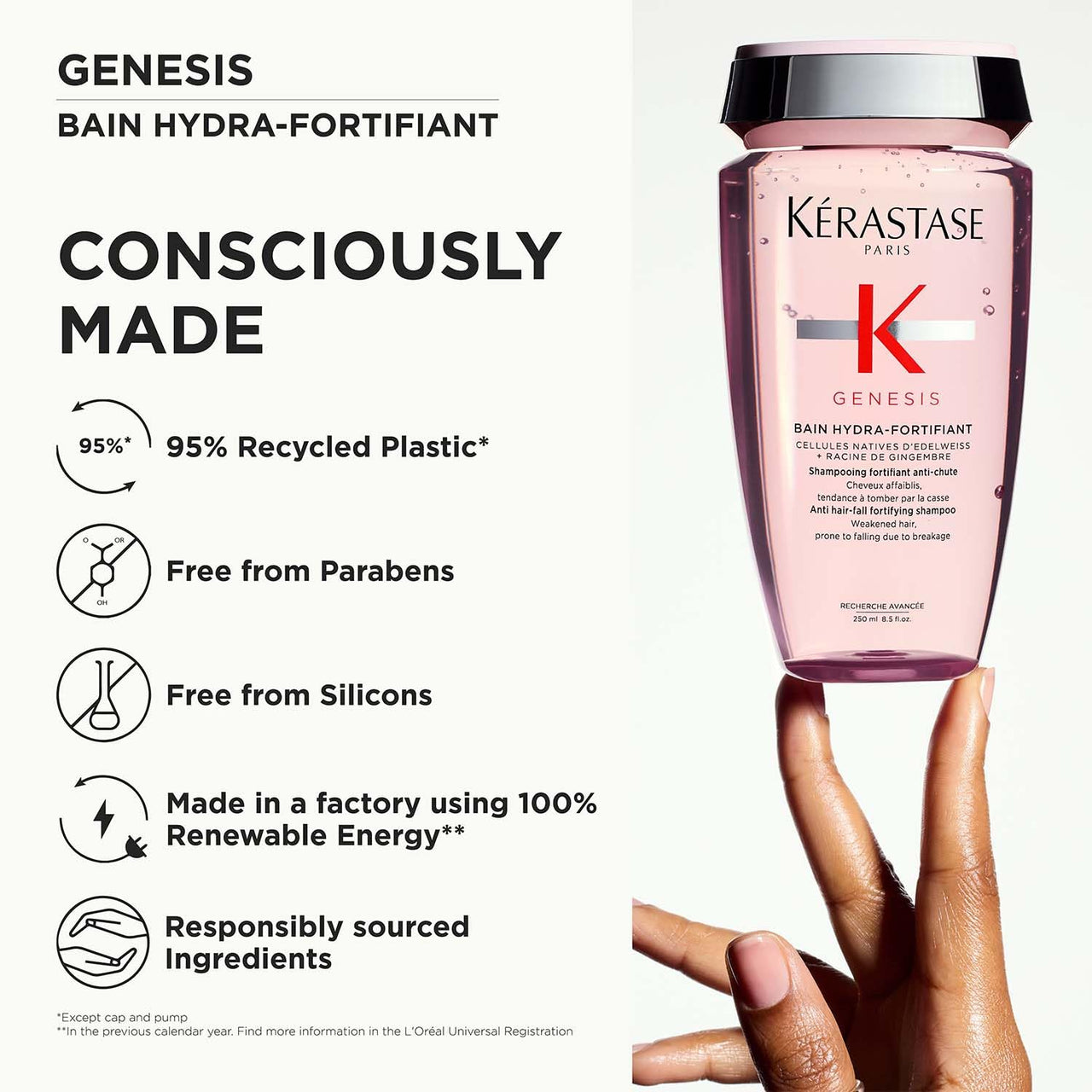 Kérastase Genesis Hydra-Fortifiant Anti Hair Fall Shampoo | For Normal to Oily Weak Hair | Infused with Ginger Root and Edelweiss Native Cells | 250ml