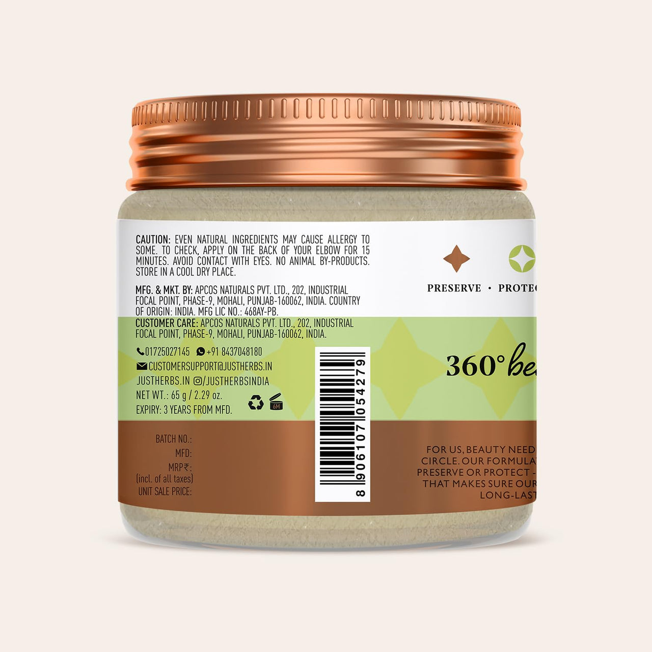 Just Herbs Ayurvedic Aglow Neem-Chandan 2 in 1 Dry Face Wash Skin Purifying Face Cleansing Powder, 100% Natural & Certified Ayurvedic, 65 GM