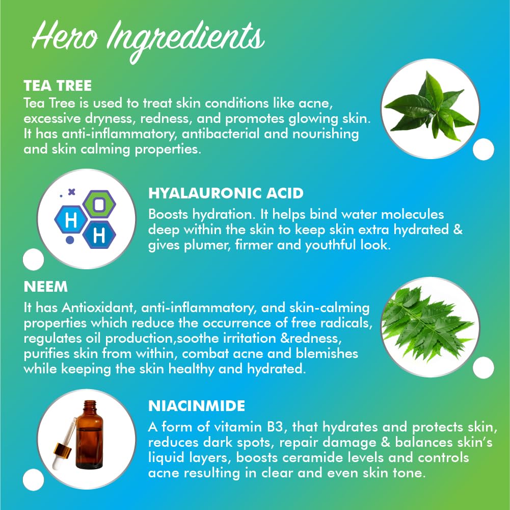 PureYou Face Wash with Tea Tree, Hyaluronic Acid & Niacinamide | Acne Control & Hydration (100ml)