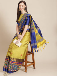 arriva fab Women Cotton Silk With Blouse Piece Saree (Riva405_ Red_ Free Size) (Yellow)