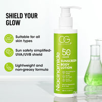 OG BEAUTY SCIENCE SPF 50 PA+++ Sunscreen Body Lotion with Niacinamide & Cica - Dermatologically Tested - Broad Spectrum 200 ML