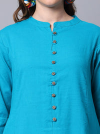 Pistaa's  Women Cotton Printed Cut Regular Kurta Orange M