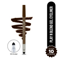 Hilary Rhoda Play n Blend Gel Eyeliner | One Stroke Application | Highly Pigmented | Matte & Shimmer Finish | 2 in 1 Smudger + Eyeliner | Butter Smooth Texture | 1.5g - (My Brownie | Shade 10)