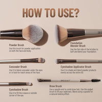 Swiss Beauty Professional Face & Eye Brush Set of 6 with Synthetic Fibres and Easy Blending For Cream, Liquid & Powder Formulation