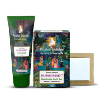 Passion Indulge Kumkumadi Natural Handmade Bath Bar & Kumkumadi Natural Face Mudd Pack For Skin Glow, Shine & Brightness with Saffron, Vetiver Oil and 16 Herbs