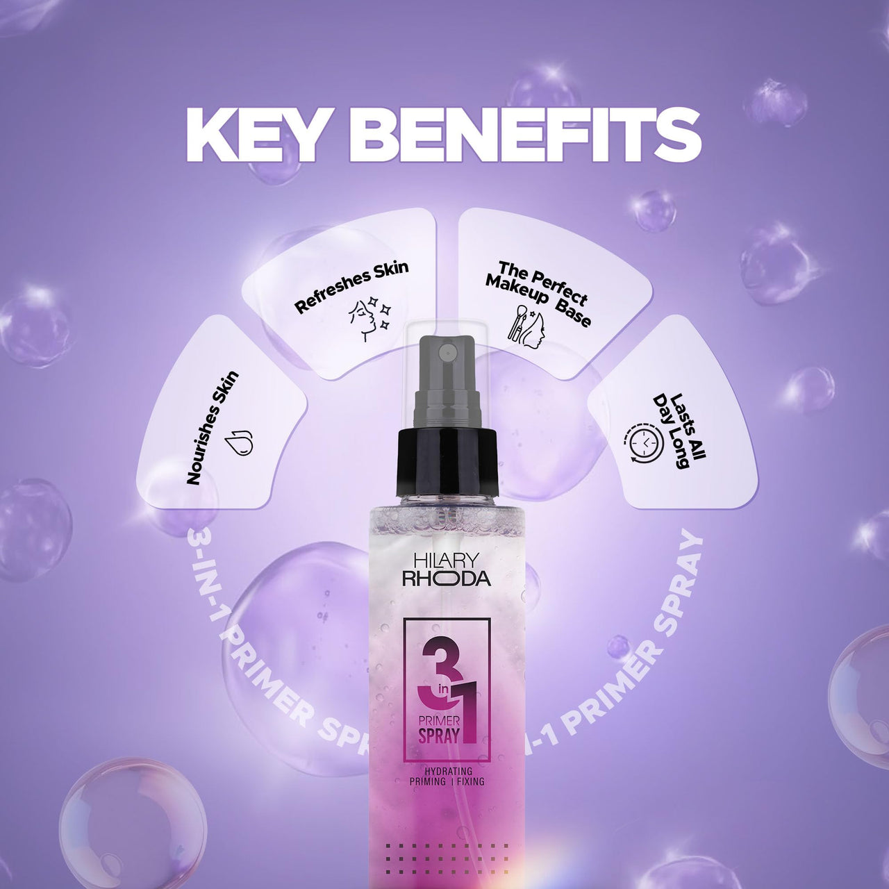 Hilary Rhoda 3-in-1 Primer Spray | Water-Based Primer & Setting Spray | Refreshes Face & Blurs Pores | Dewy Finish | Oil Control | Lasts All Day Long | 120 ml