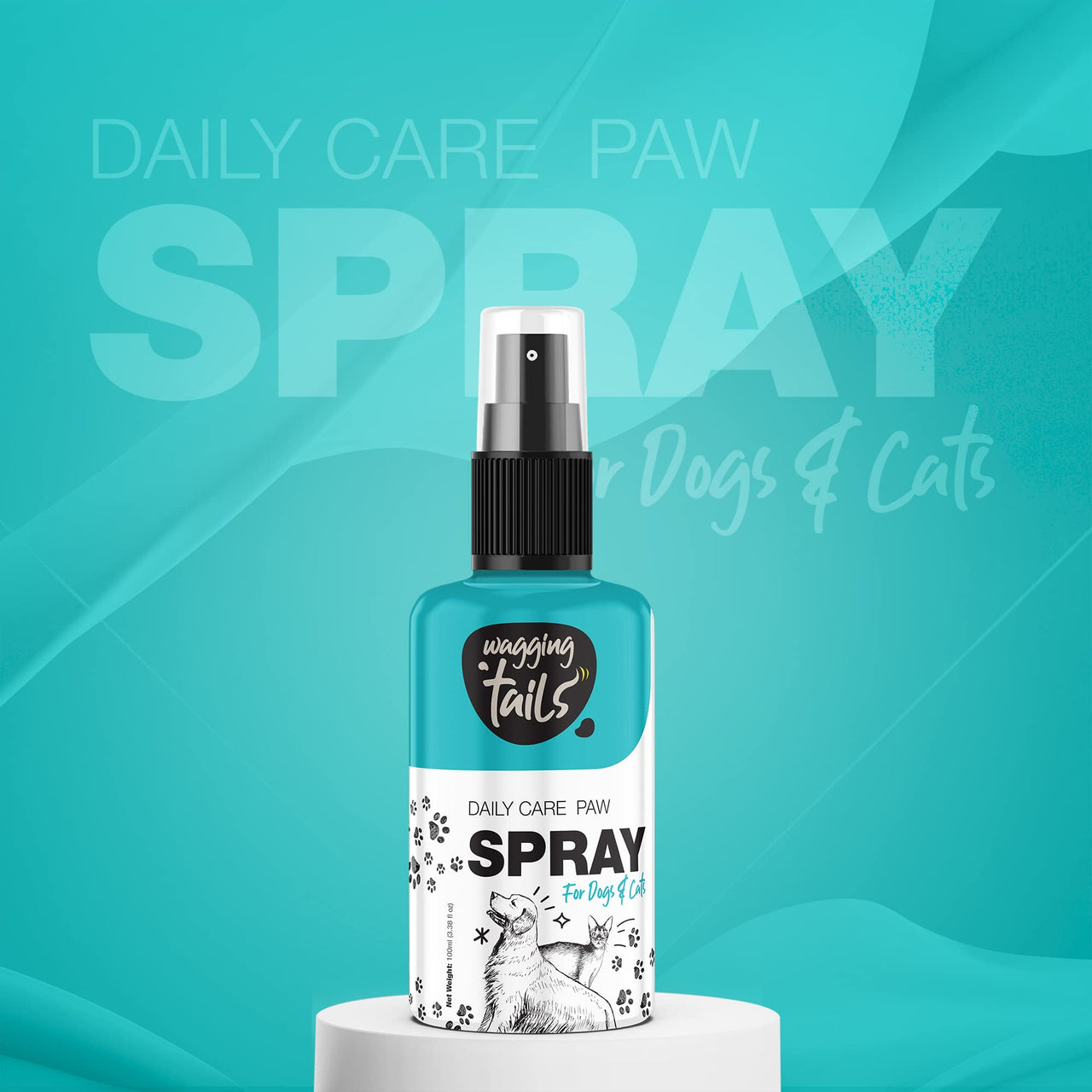Wagging Tails Daily Care Paw Spray for Summer Walk- 100ml for Dirty, Dry, chapped and Muddy Paws | Natural Spray with Fragrance for Dogs, Cats and Puppies paw - Dog paw Clener Spray