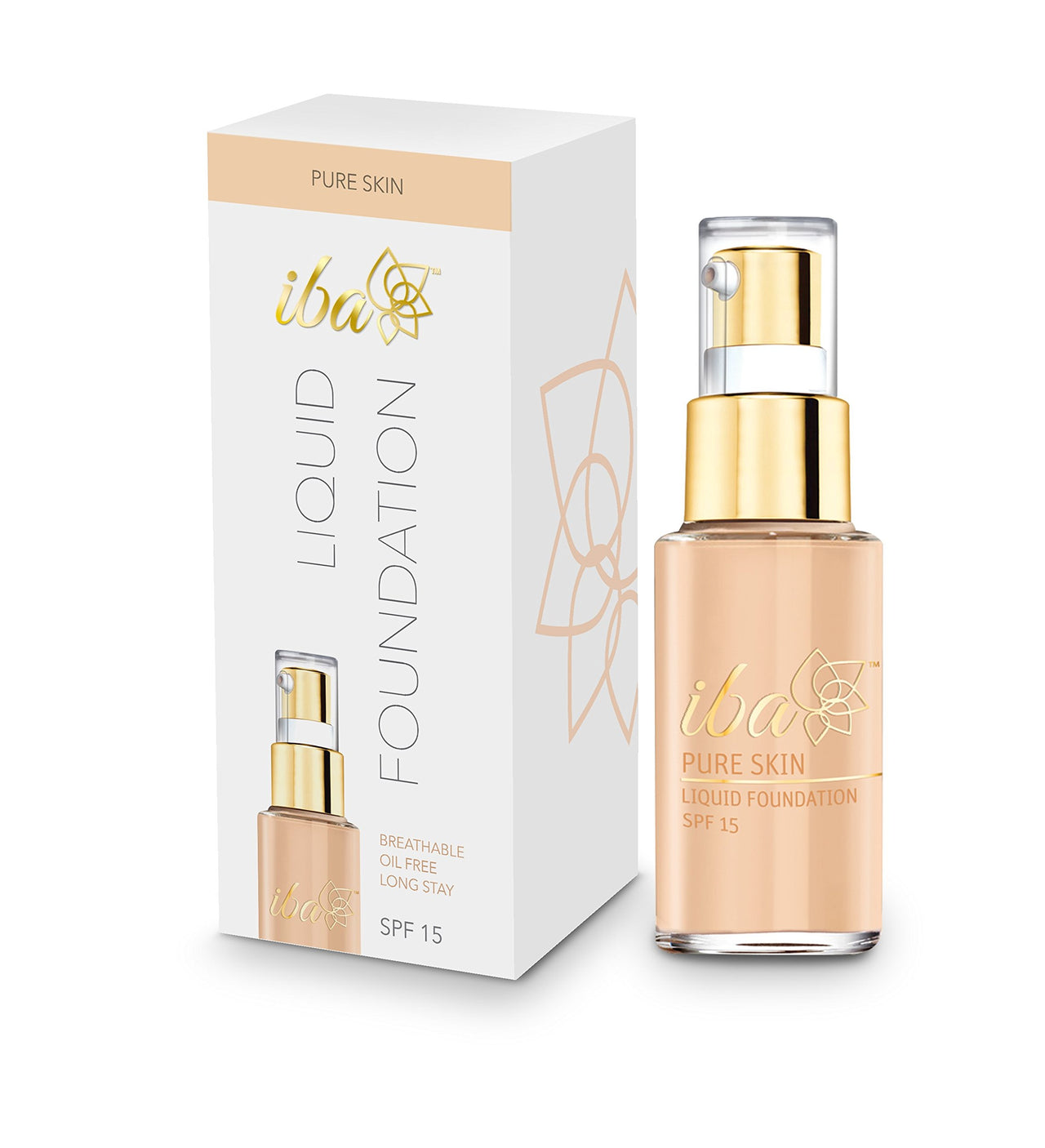 Iba Halal Care Perfect Look Long Wear Mattifying Acne Prone Compact, 02 Medium Shell, 9G & Halal Care Pure Skin Liquid Foundation, Natural Beige, 30Ml