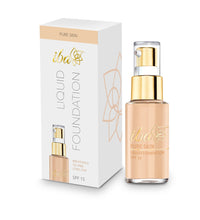 Iba Halal Care Perfect Look Long Wear Mattifying Acne Prone Compact, 02 Medium Shell, 9G & Halal Care Pure Skin Liquid Foundation, Natural Beige, 30Ml