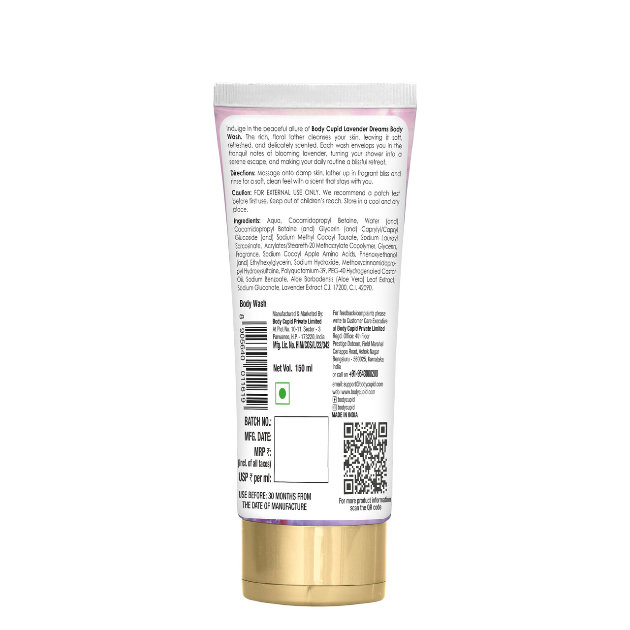 Body Cupid Lavender Dreams Body Wash | No Parabens, Sulphates or Silicones | Calming Floral Cleanse | Luxury Shower Gel | 150ml