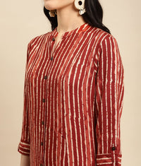rangita Women Rayon Printed Calf Length Kalidar Kurti with Front Button Placket