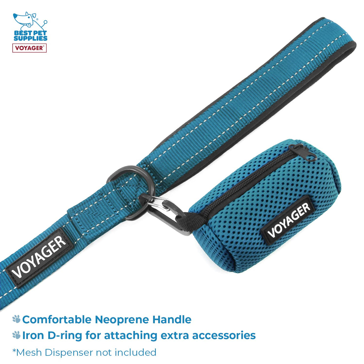 Voyager Step-in Plush Dog Harness  Soft Plush, Step in Vest Harness and Reflective Dog 5 ft Leash Combo with Neoprene Handle for Small and Medium Dogs by Best Pet Supplies -Set (Turquoise Plush), M