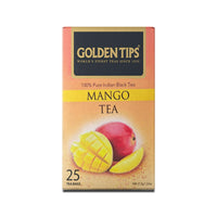 Golden Tips Indian Mango Black Tea, 25 Teabags, High Grown Full Leaf Black Tea, Rich & Natural Mango Flavor, Bold & Aromatic, Energizing & Refreshing Brew