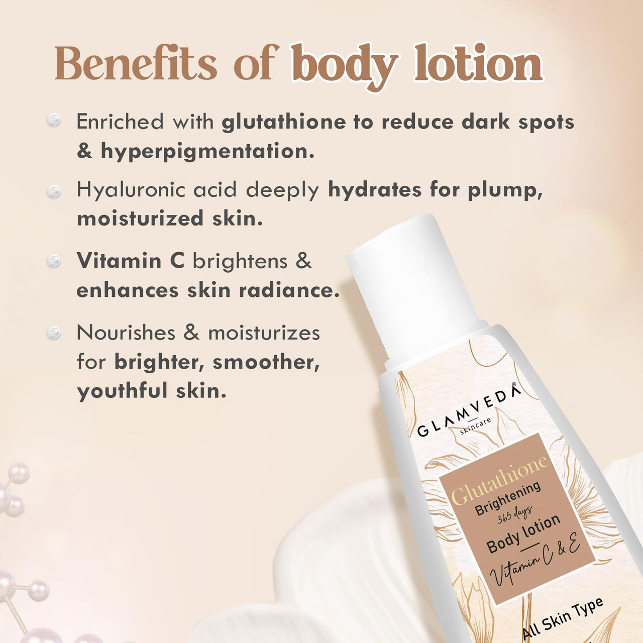Glamveda Glutathione Body Lotion (Pack Of 2) 300 ml | Reduces Dark spots, Skin brightening with Vitamin C For Skin fairness | All Skin types |