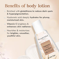 Glamveda Glutathione Body Lotion (Pack Of 2) 300 ml | Reduces Dark spots, Skin brightening with Vitamin C For Skin fairness | All Skin types |