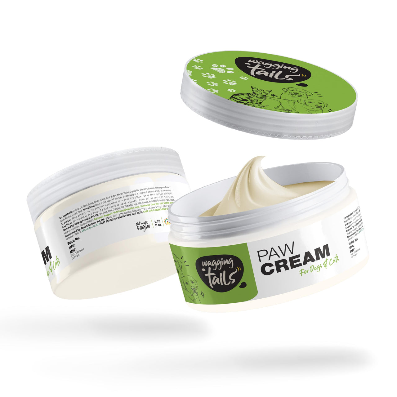 Wagging Tails Paw Cream for Pets Natural Care 50g | Daily Use to Smooth and Repair Damaged Skin | Heals, Repairs, and Moisturizes Cracked Paws, Elbows, and Dry, Itchy Snouts of Dogs, Cats, and Puppies
