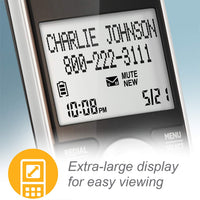 AT&T DECT 6.0 Expandable Cordless Phone with Answering System, Silver/Black with 1 Handset (CL82107)