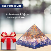 Orgonite Crystal Ultimate Triple Pyramid with Tiger Eye, Sunstone and Amethyst Healing Crystals