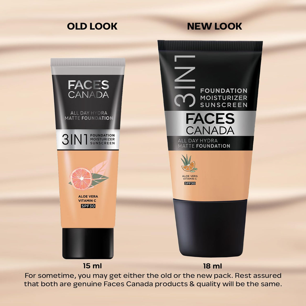 FACES CANADA All Day Hydra Matte Foundation - Mini | 3in1 Foundation + Moisturizer + SPF 30 | 24 HR Aloe Hydration & Vitamin C | 10HR Wear | Medium to High Buildable Coverage | Warm Sand (18 ml)