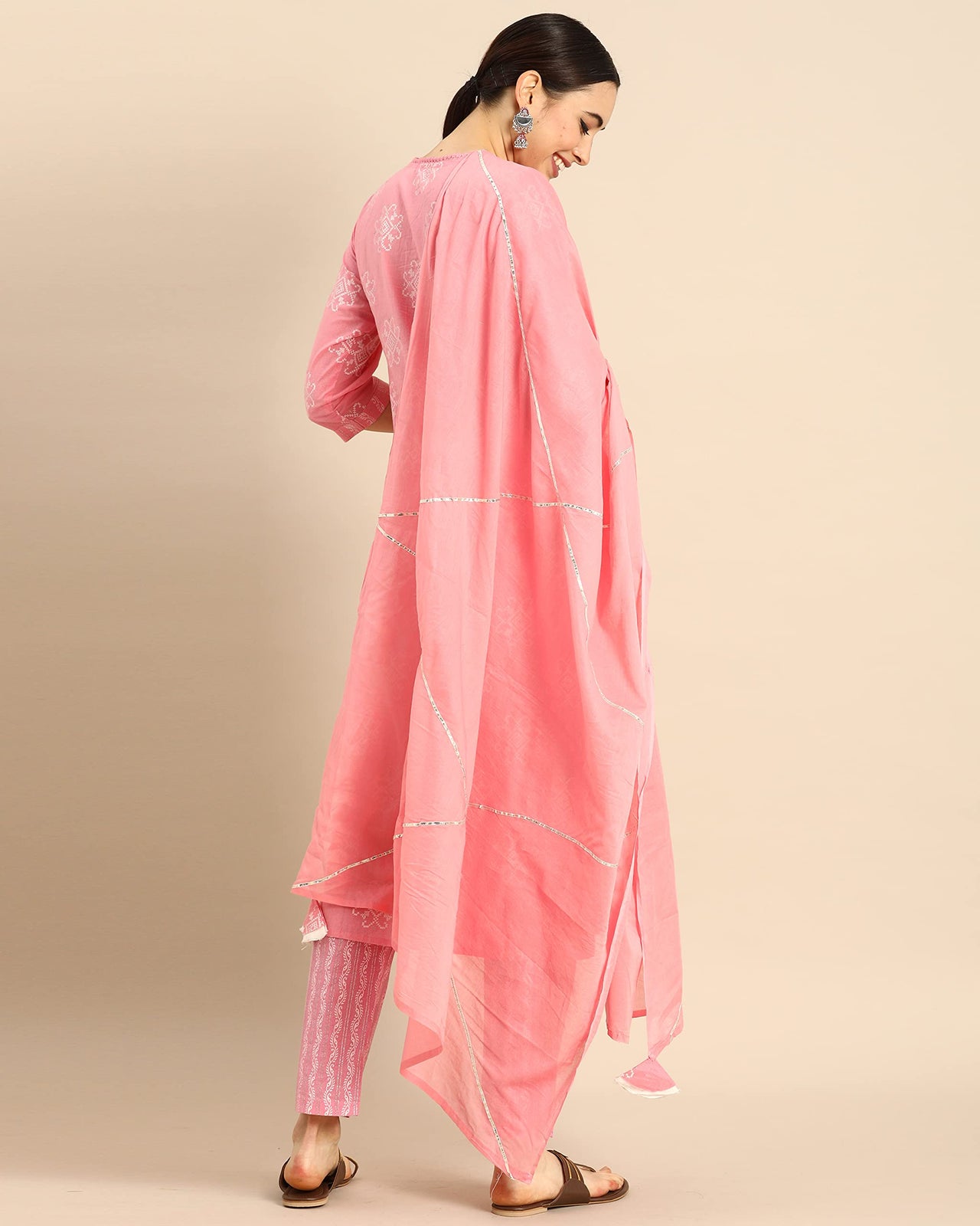 Rajnandini Women's  Pure Cambric Cotton Straight Kurta Set With Dupatta