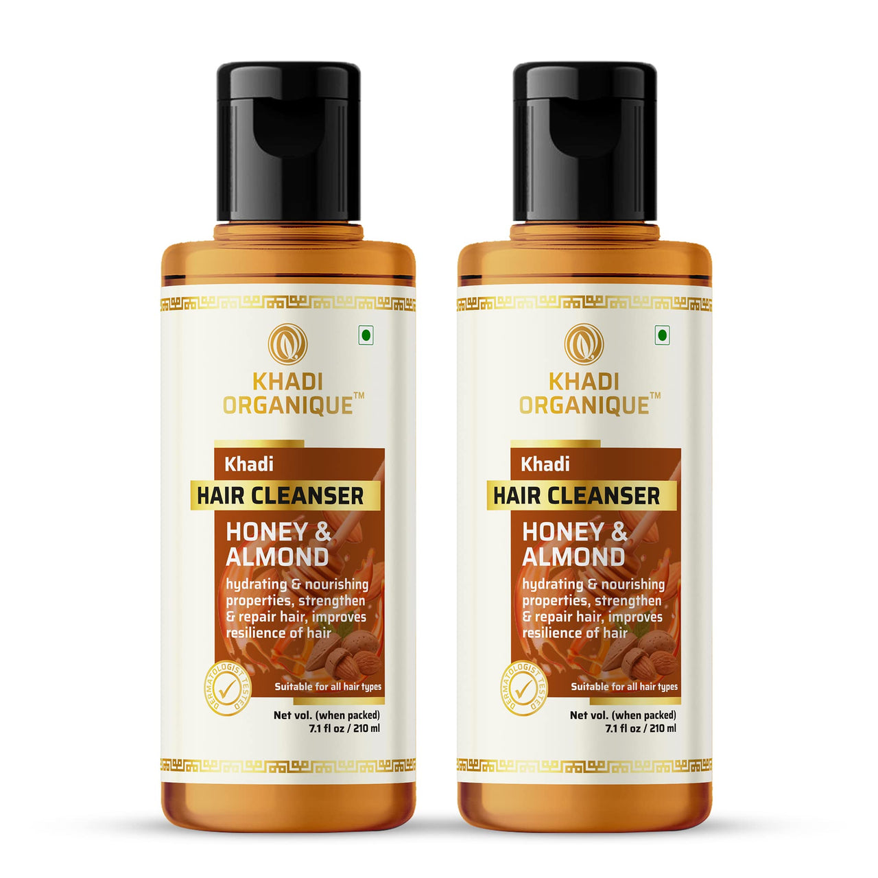 Khadi Organique Honey & Almond Hair Shampoo Cleanser Pack Of 2