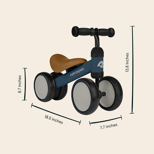 Retrospec Cricket Baby Walker Balance Bike with 4 Wheels for Ages 12-24 Months - Toddler Bicycle Toy for 1 Year Old’s Black One Size