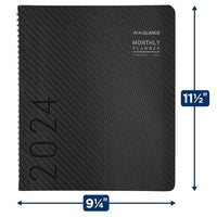 AT-A-GLANCE 2024 Monthly Planner, 9” x 11”, Large, Monthly Tabs, Pocket, Contemporary, Charcoal (70260X4524) 2024 New Edition