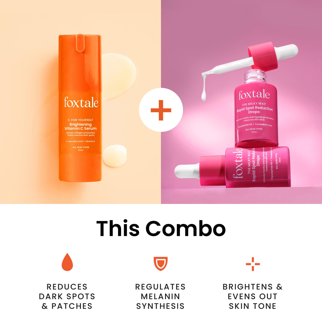 Foxtale Depigmentation Booster | Rapid Spot Reduction Drops 30 ml + Vitamin C Face Serum 30 ml