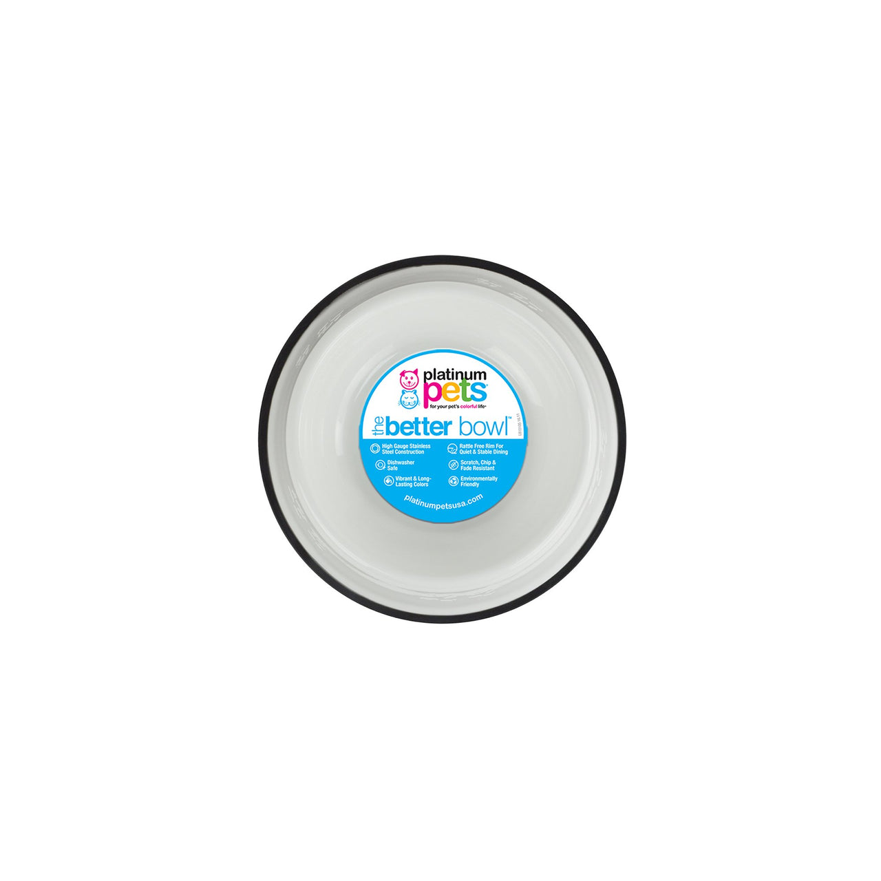 Platinum Pets Non-Tip Stainless Steel Dog Bowl, 10 Oz,Pearl White Small Pearl White