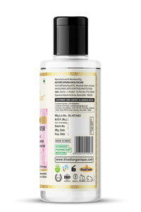 KHADI ORGANIQUE Pure & Natural Rose Water/Skin Toner|Anti-Acne Gulab Jal To Keep Skin Scented & Moisturized|Balances Ph Levels & Soothes Itchiness|For Men & Women Of All Skin Types - 210Ml